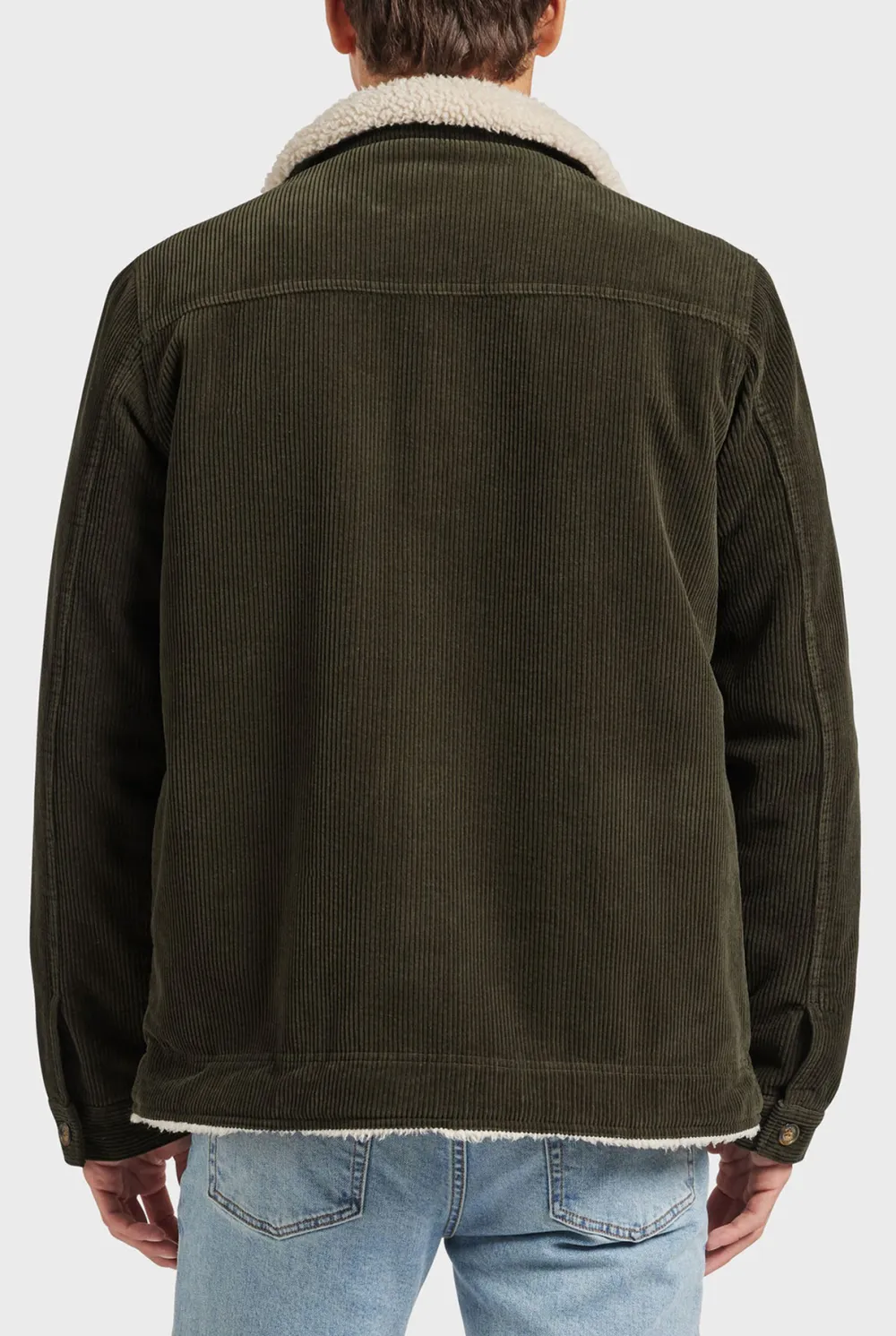 Forest Green Sherpa-lined Corduroy Jacket