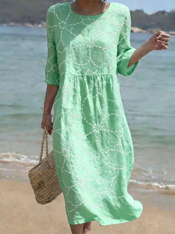 Women's Casual Cotton Linen Dress