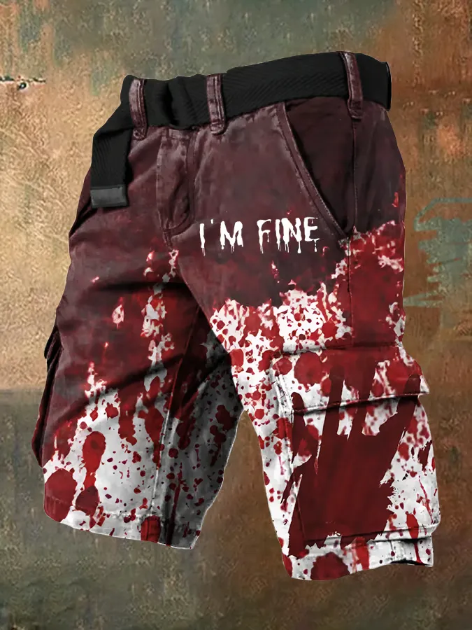 Men's Bloody I'm Fine Print Cargo Shorts