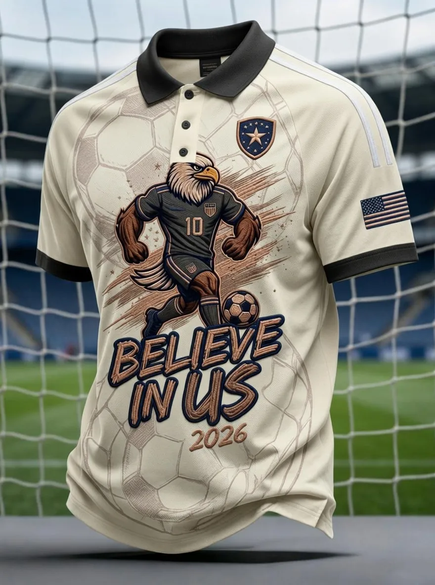 Men's  Soccer In Us 2026 Printed Polo Shirt