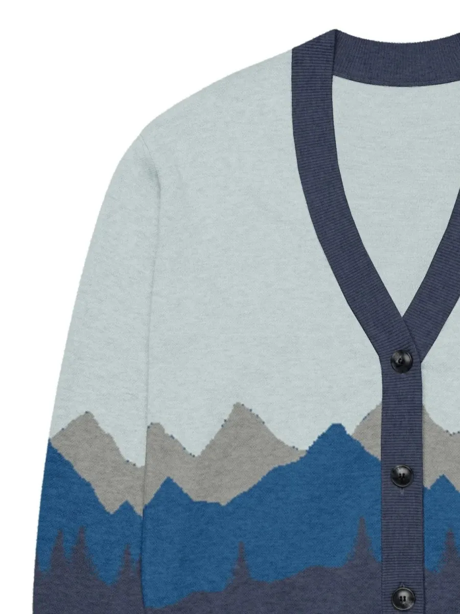 Layered Mountain Print Cardigan