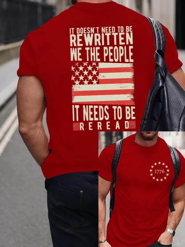 Men'S It Doesn'T Need To Be Rewritten We The People It Needs To Be Reread Crew Neck Short Sleeve T-Shirt