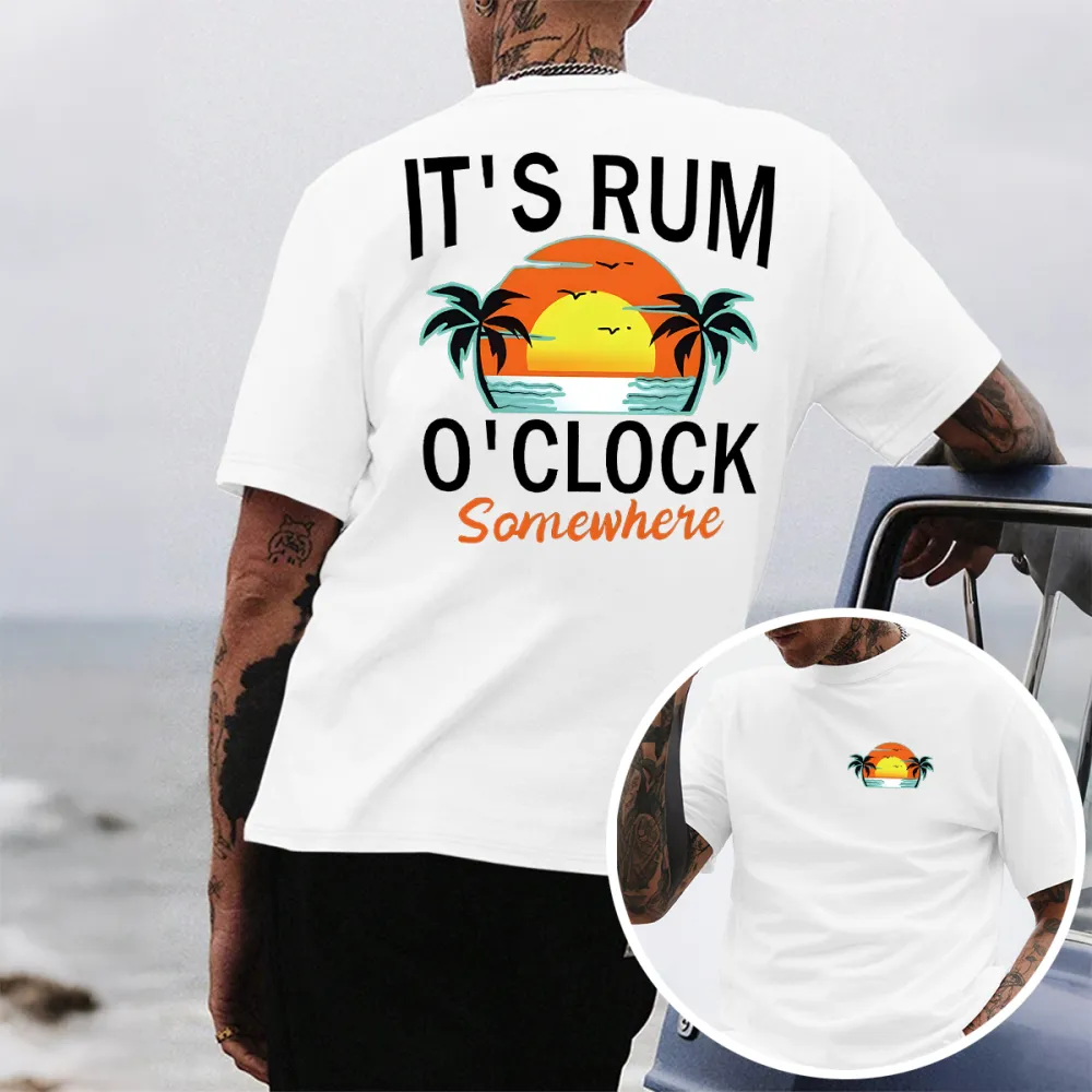 Rum Time Sunset Themed Graphic T-Shirt