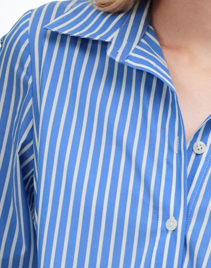 Blue And White Striped Midi Dresses