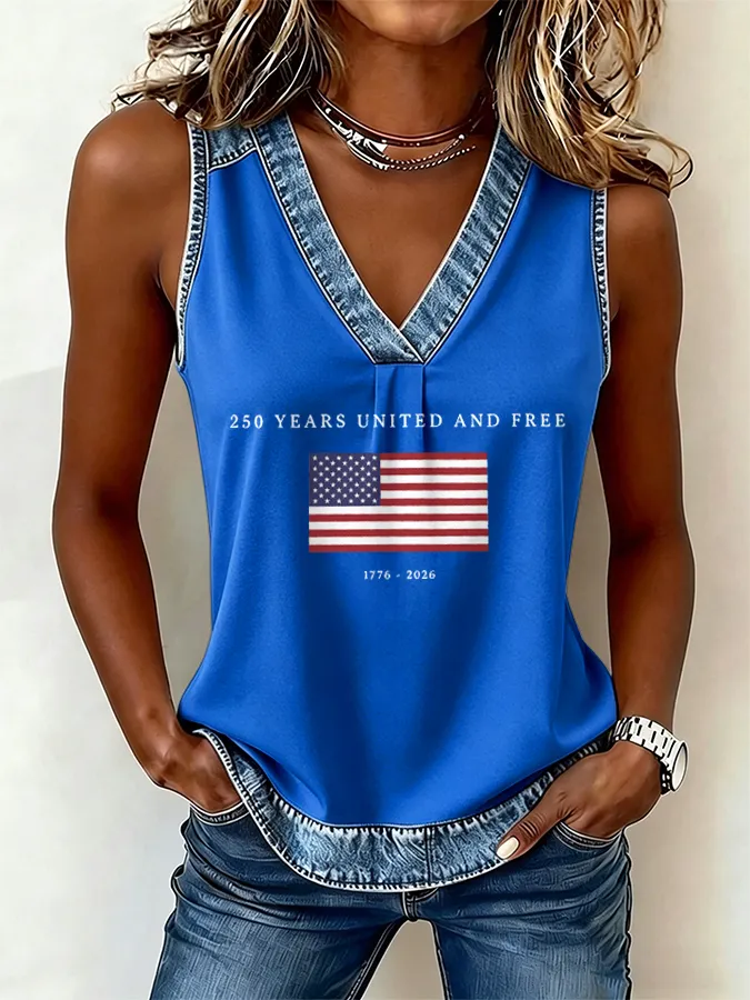 Women'S Flag Printed Casual Vest