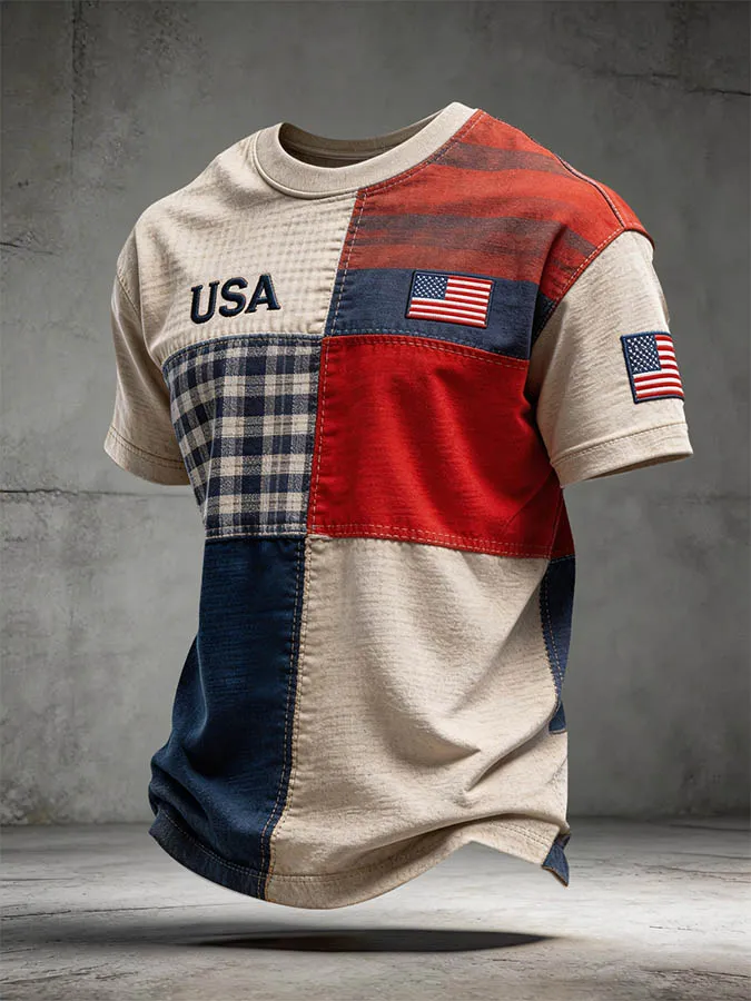 Men's Casual USA 250th Celebration Print Short Sleeve T-shirt