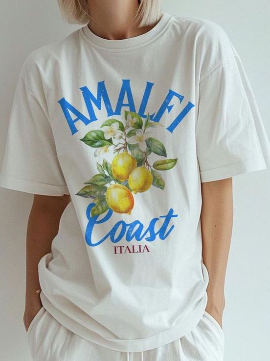 Three Lemons Print Short Sleeved T-Shirt