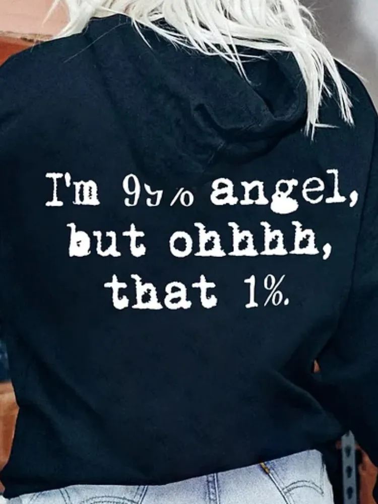 Text Printed Long Sleeve Hoodie