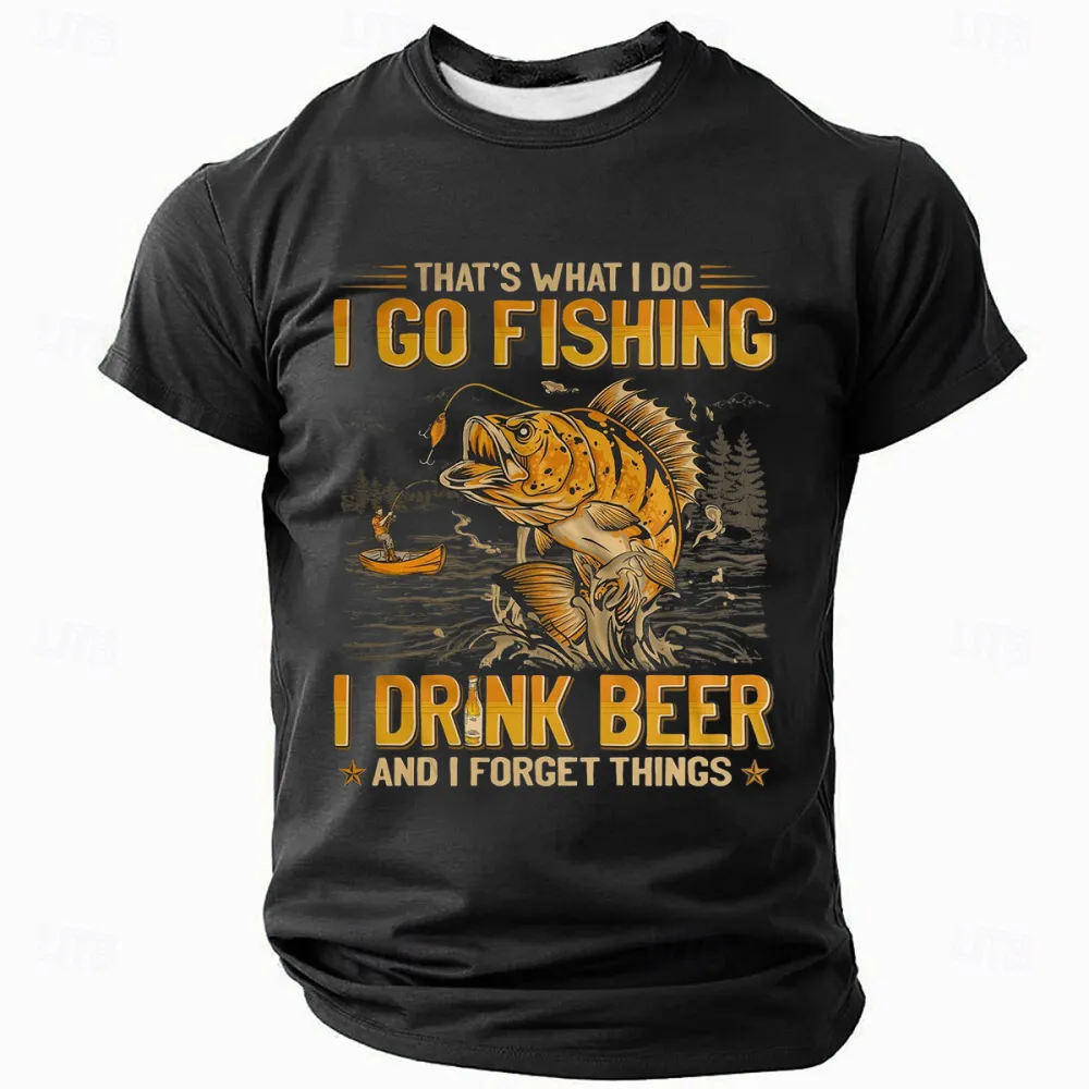 Fishing And Beer Lifestyle Graphic T-Shirt