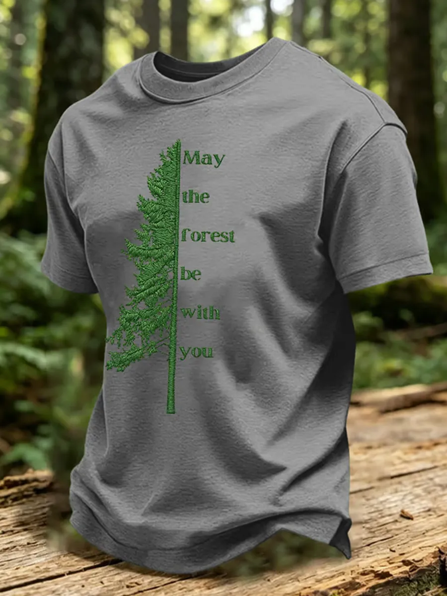 Men's May The Forest Be With You Printed Casual T-Shirt