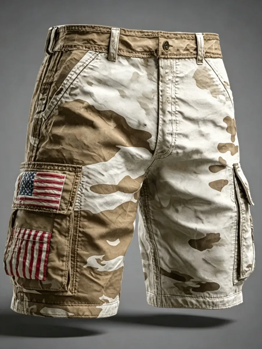 Retro American 250th Anniversary Camouflage Print Men's Shorts