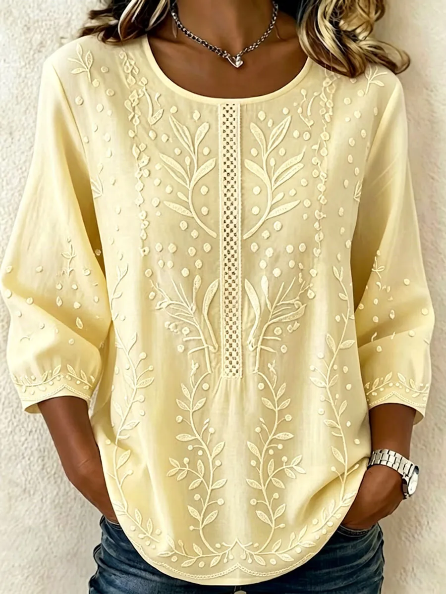 Women'S Casual Cotton And Linen Top