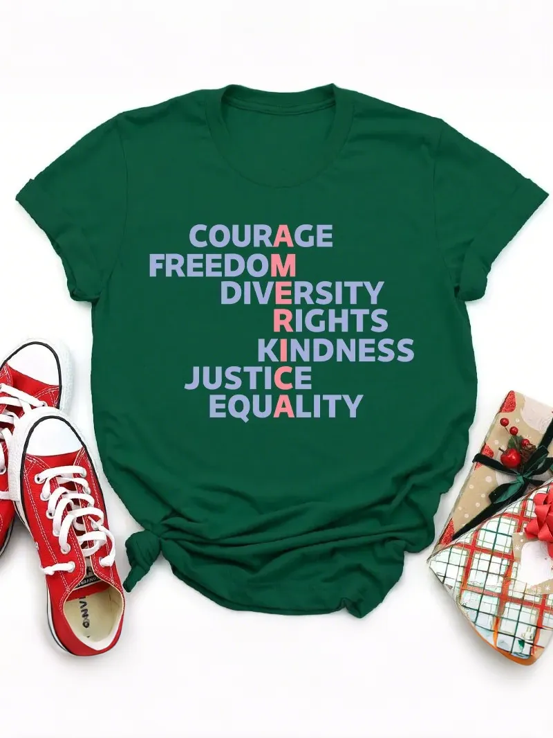 Courage Freedom Diversity Right Kindness Justice Equality America Teacher T-Shirt