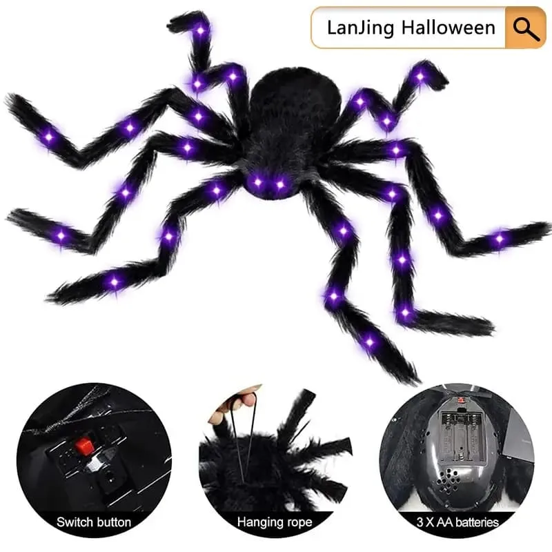 Glowing Spider Web LED Lights Halloween Aesthetic Spooky Lights For Outdoor Lawn Porch Garden
