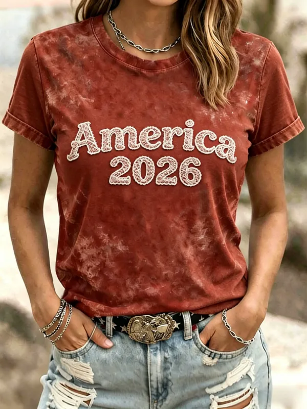 Women's 250th Anniversary Lace Embroidered Casual T-shirt