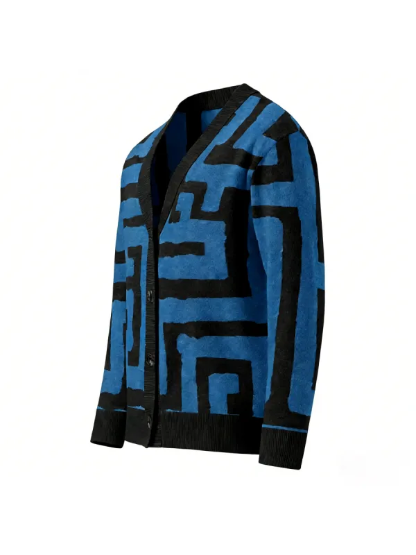 Geometric V-Neck Cardigan
