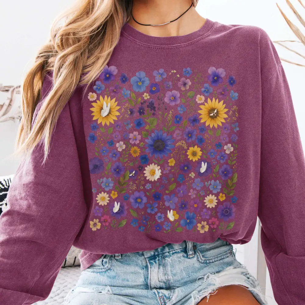 Sunflower Wildflowers Long Sleeve Shirt