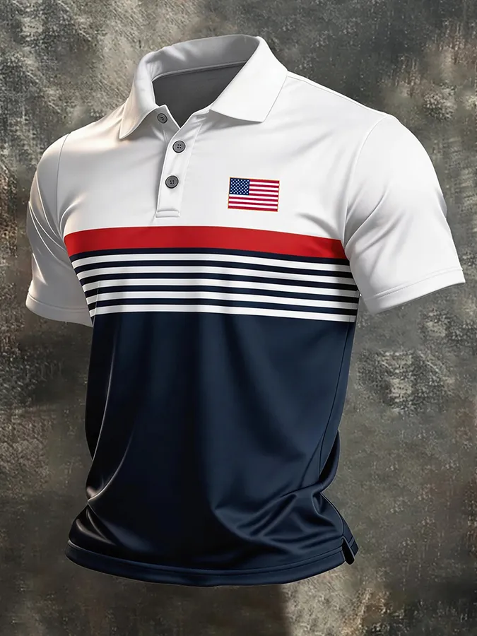 Men's Casual Patriotic Polo Shirt