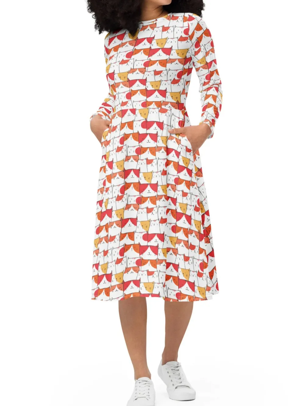 Cute Cat Print Dress