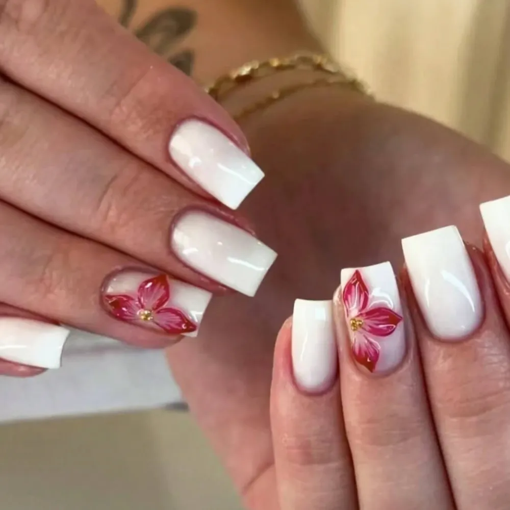 Nailhour 24Pcs Minimalist 3D Medium Square Press On Nails