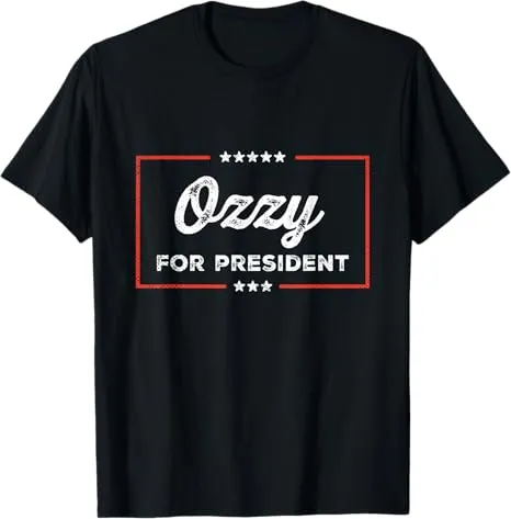 Ozzy For President Retro Humor T-Shirt Black Unisex-Adults Unisex-Kids Short Sleeve T-Shirt Small