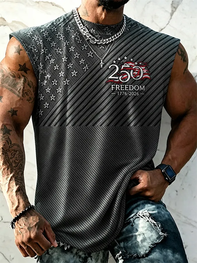 Men's Vintage America Flag Print Vests