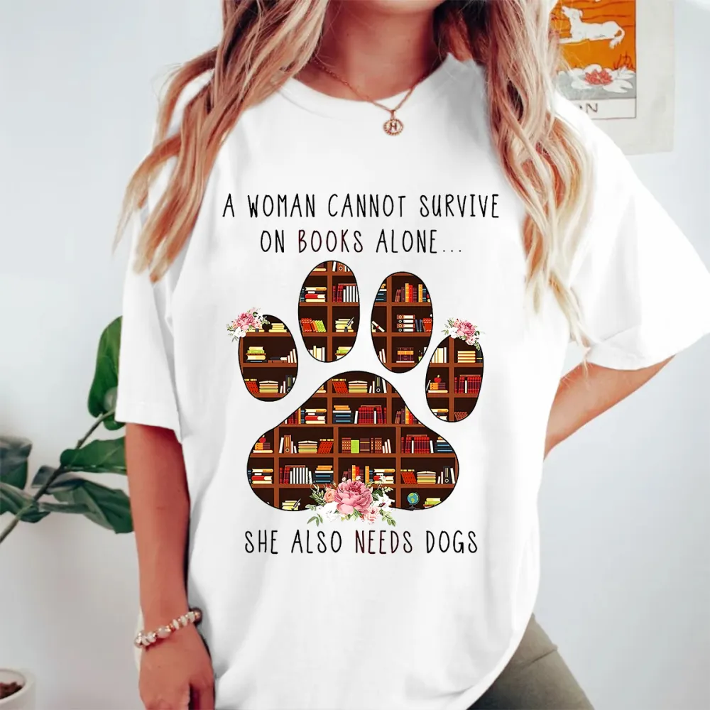 Book Themed Dog Graphic T-Shirt