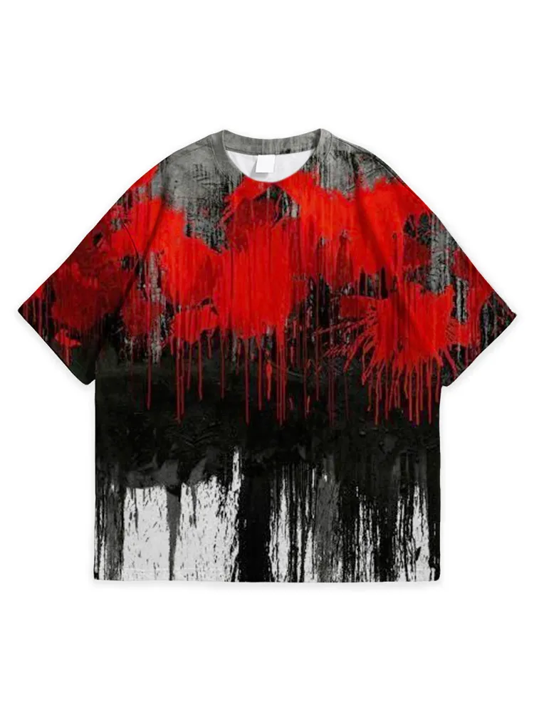 Men'S Halloween Abstract Personality Simple Round Neck Top Tshirt
