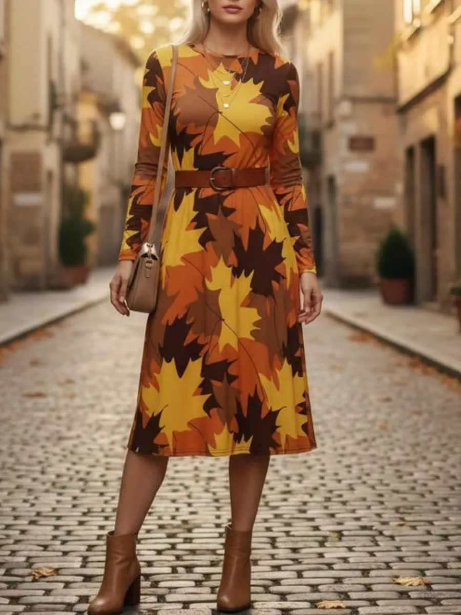 Maple Leaf Midi Dress