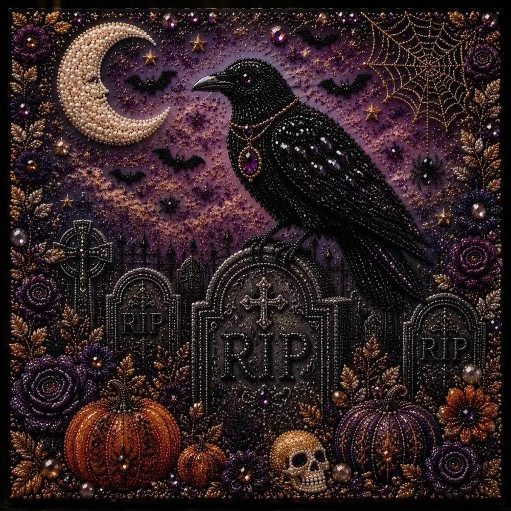 Relaxing & Beginner Friendly Cute Ghosts Pumpkins 3D Pearl Mosaic Art Kit