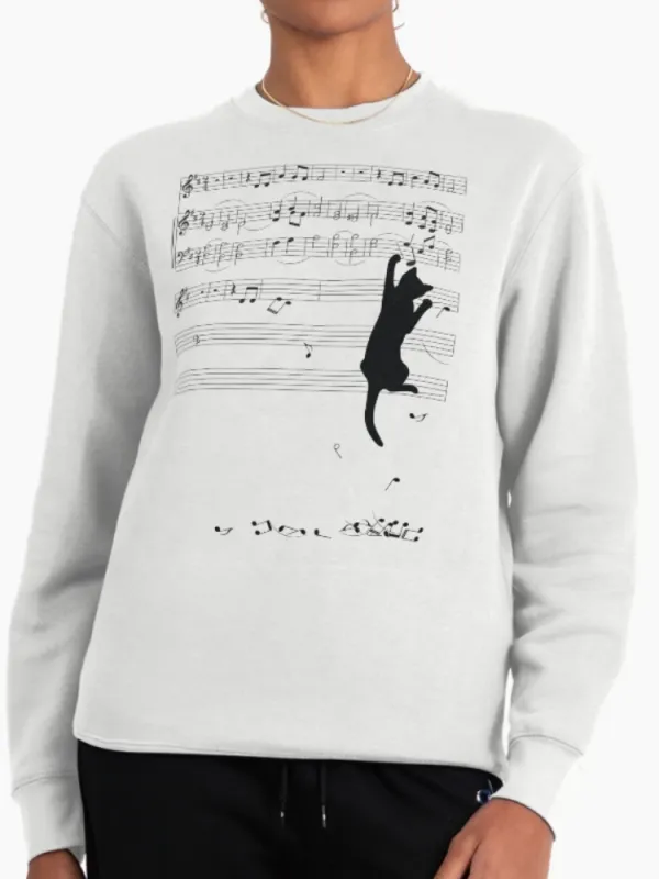 Artistic Music Notes and Cat Sweatshirt