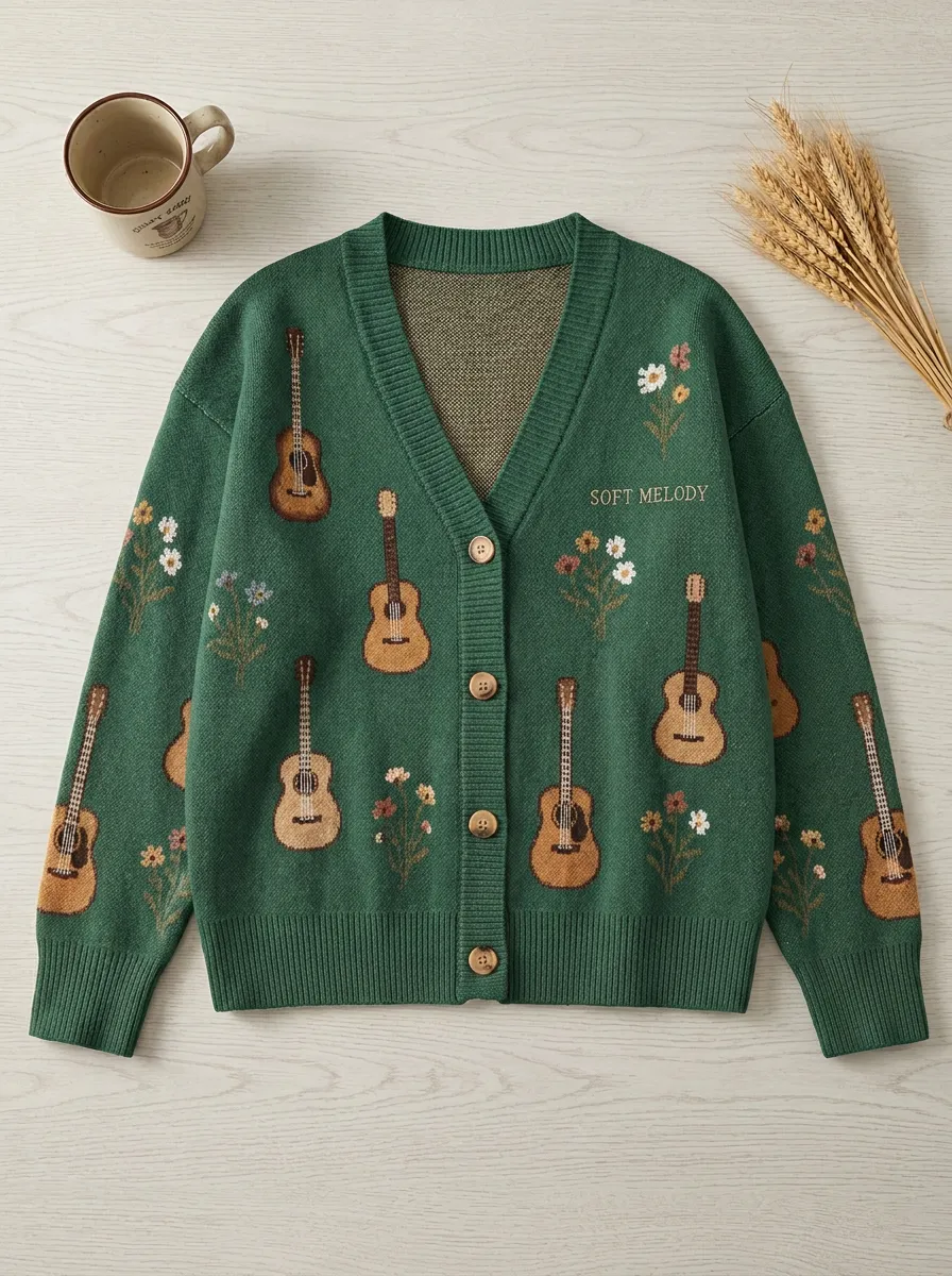 Rustic Decorative Women's Country Music Knit Cardigan