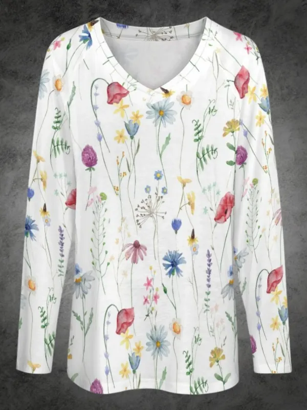 Wildflower Print Casual T-Shirt