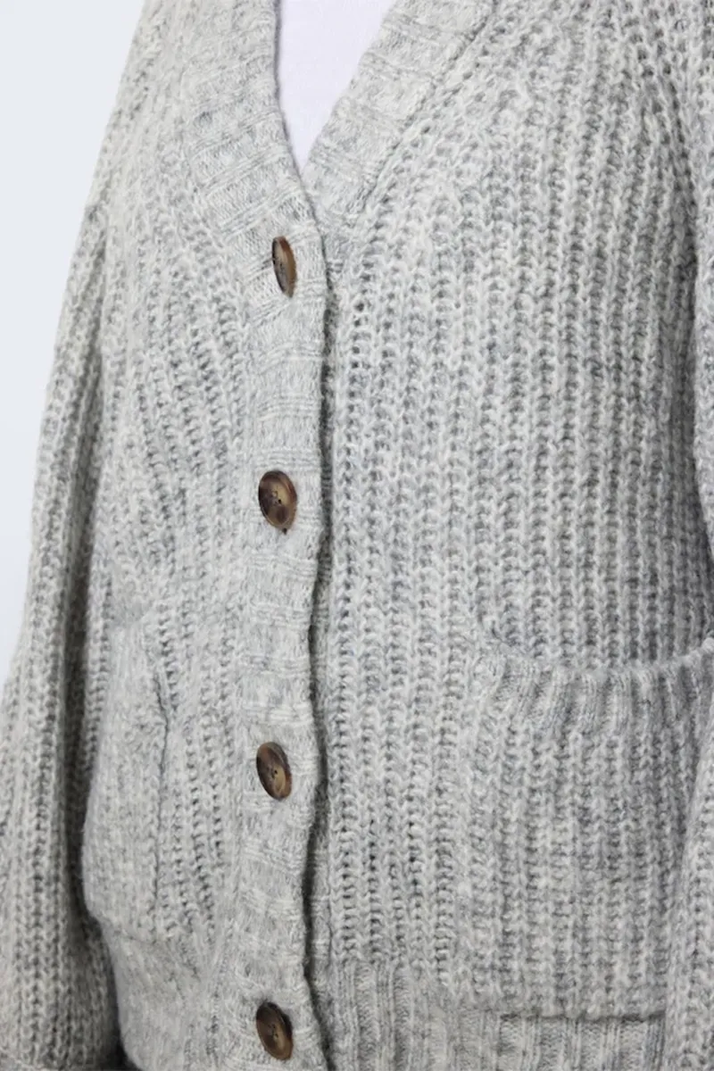 Grey Pocket Featured Chunky Cardigans