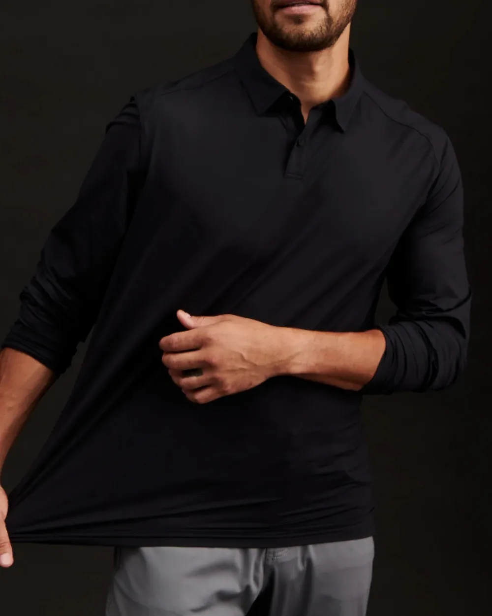 Long-Sleeve Cotton Polo Shirts For Men