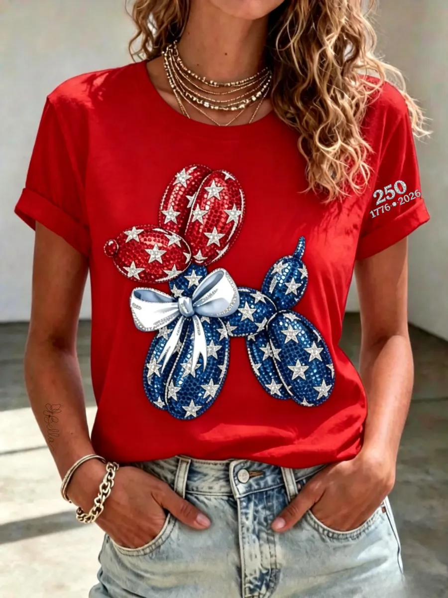 Women's Independence Day Paw Art Print T-Shirt