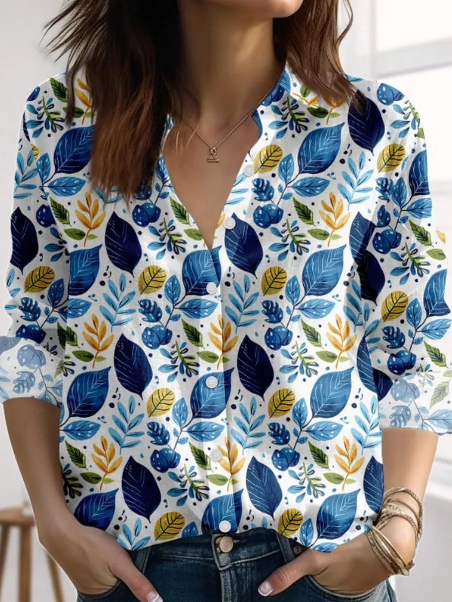 Nature Leaf Print Shirt