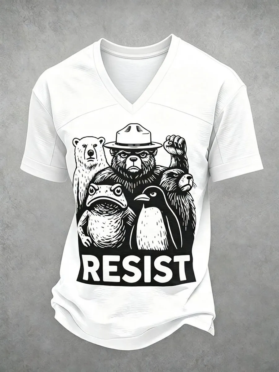 Men'S Resist Bear Print Shirt