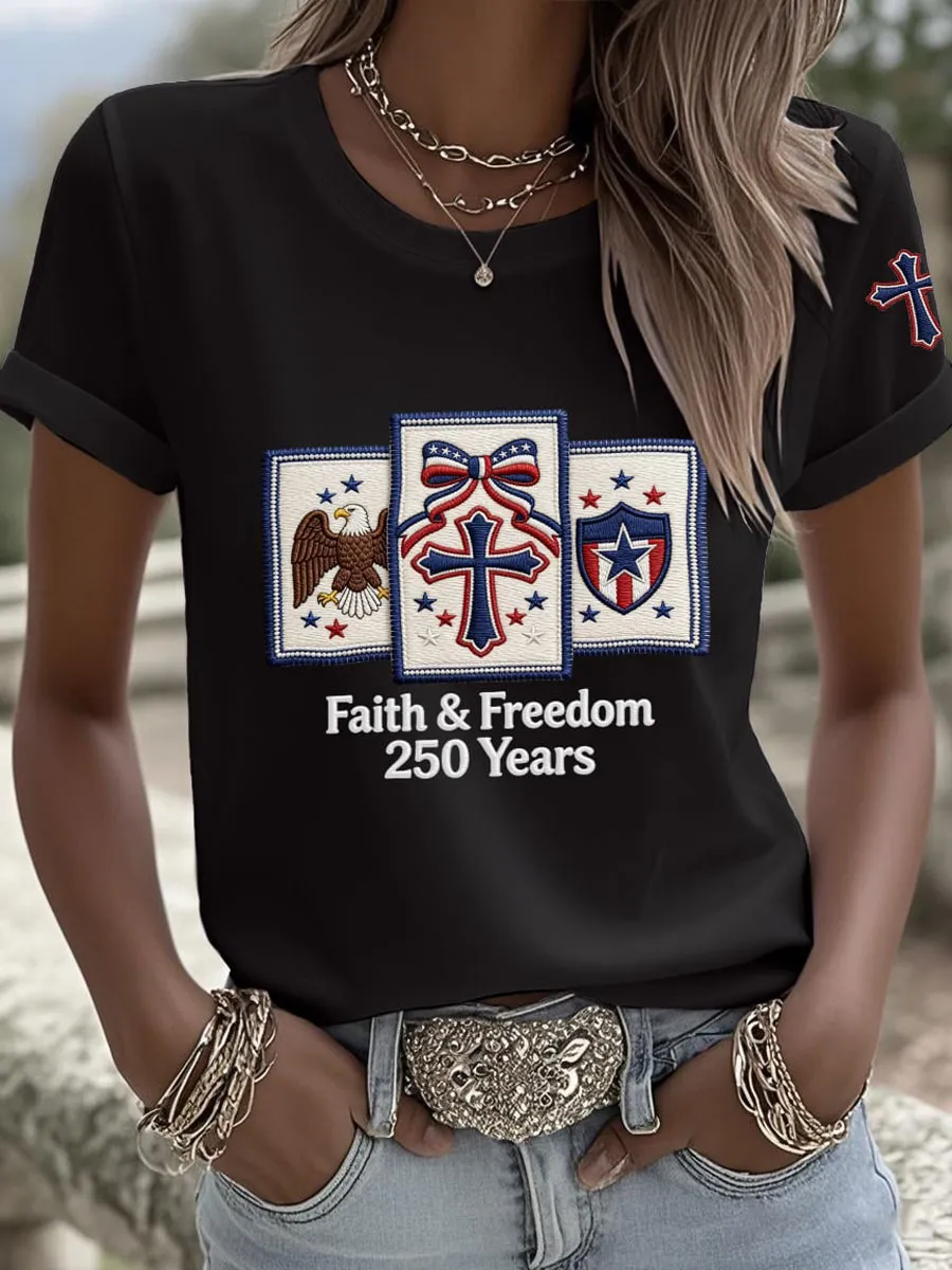Women'S American 250Th Anniversary Faith & Freedom Short-Sleeve T-Shirt