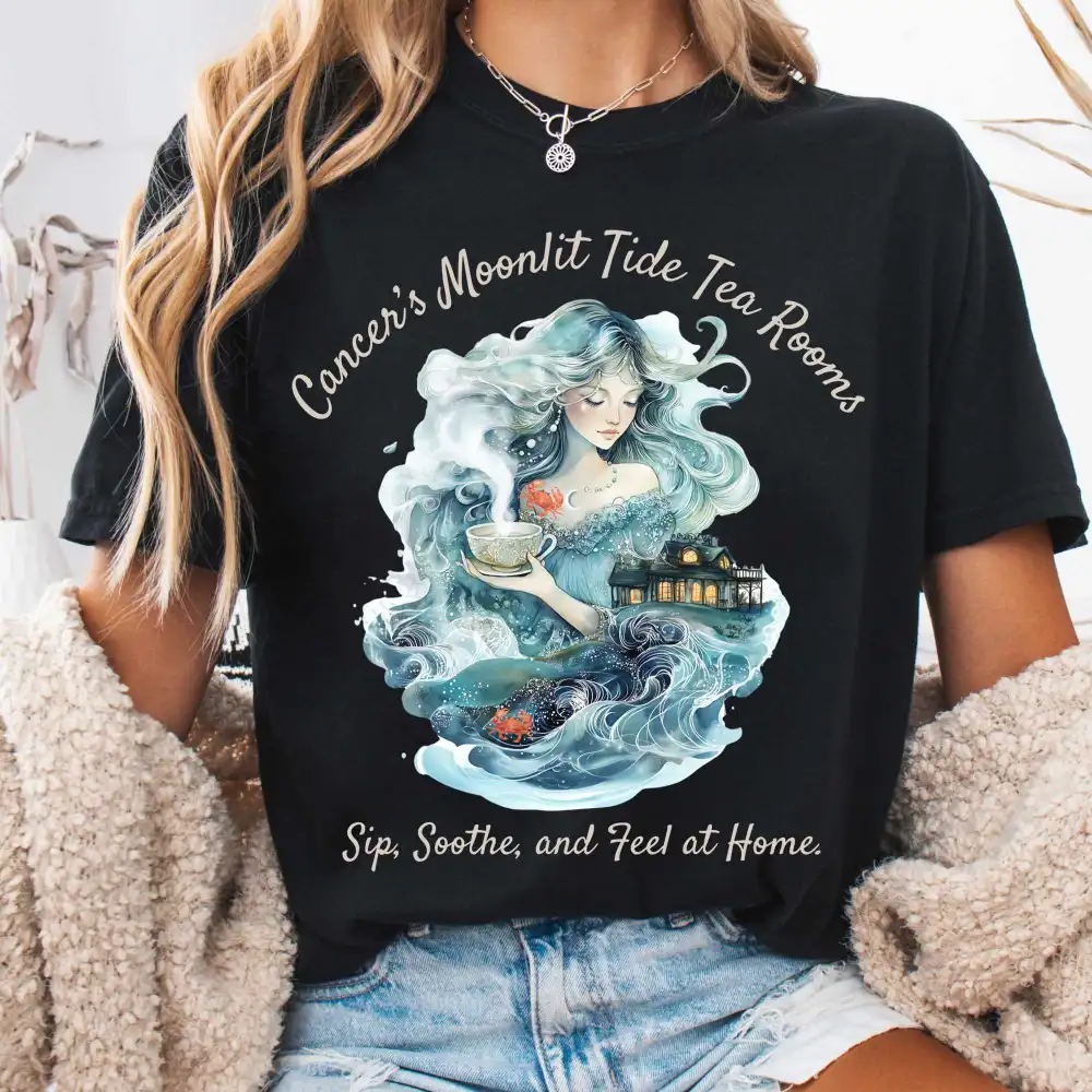 Cancer's Moonlit Tide Tea Rooms Zodiac Shirt
