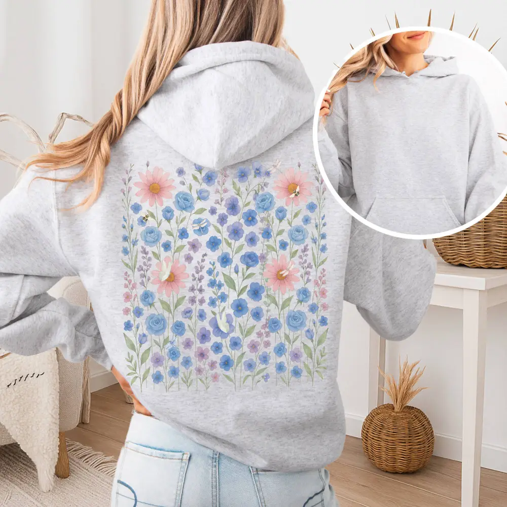 Blue Wildflower Hoodie
