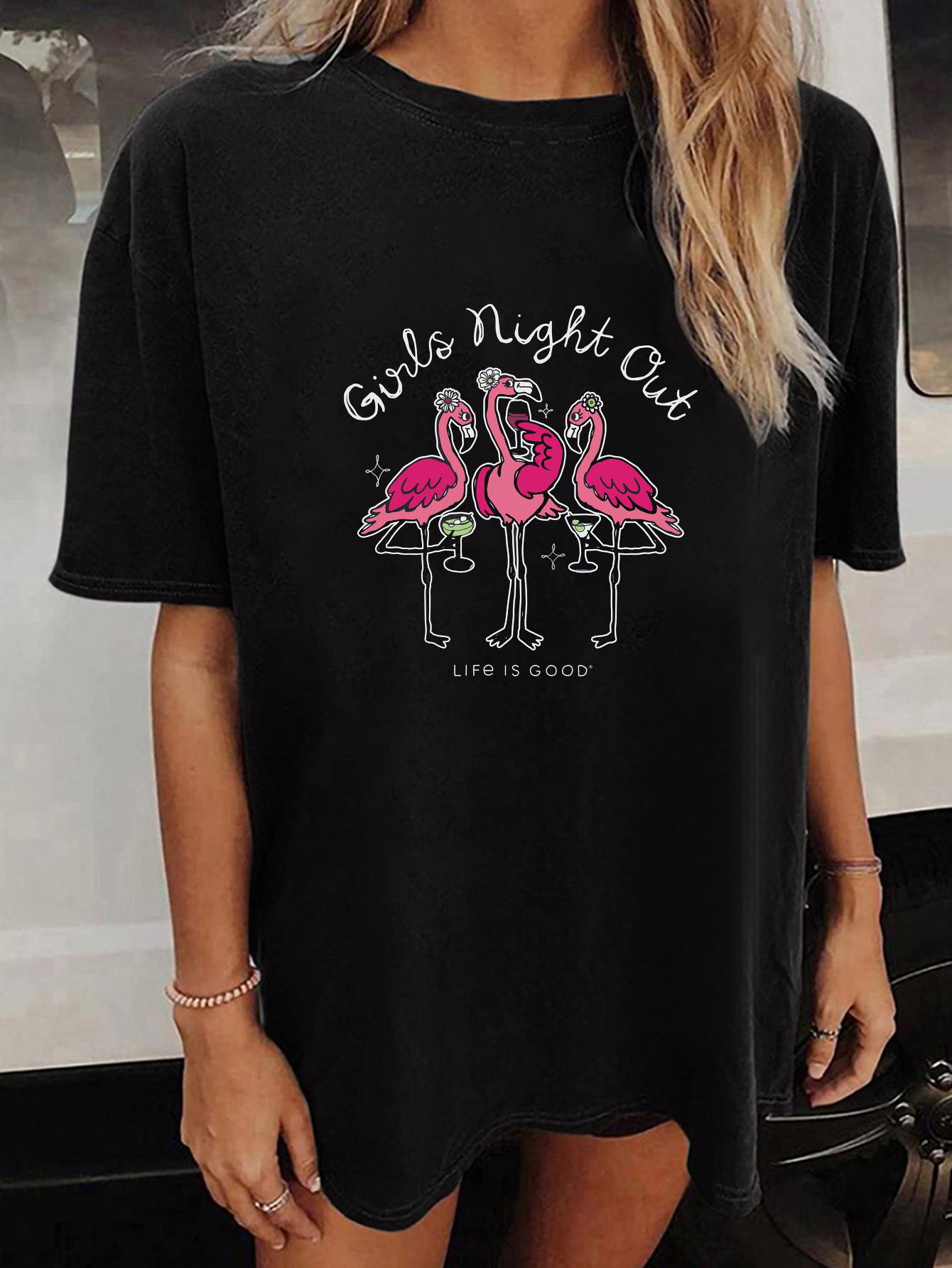 Women's Night Out Flamingo Short Sleeve Tee