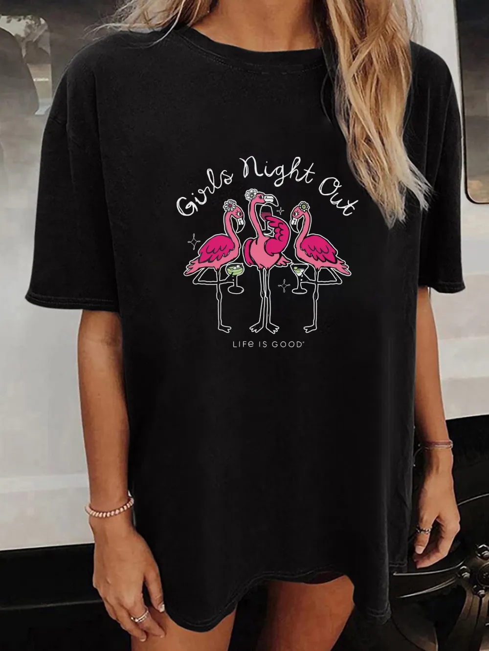 Women's Night Out Flamingo Short Sleeve Tee