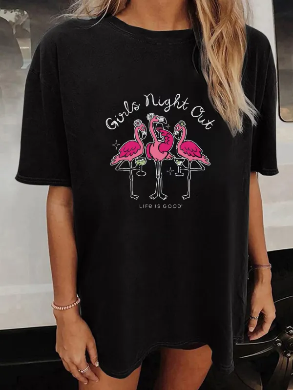 Women's Night Out Flamingo Short Sleeve Tee