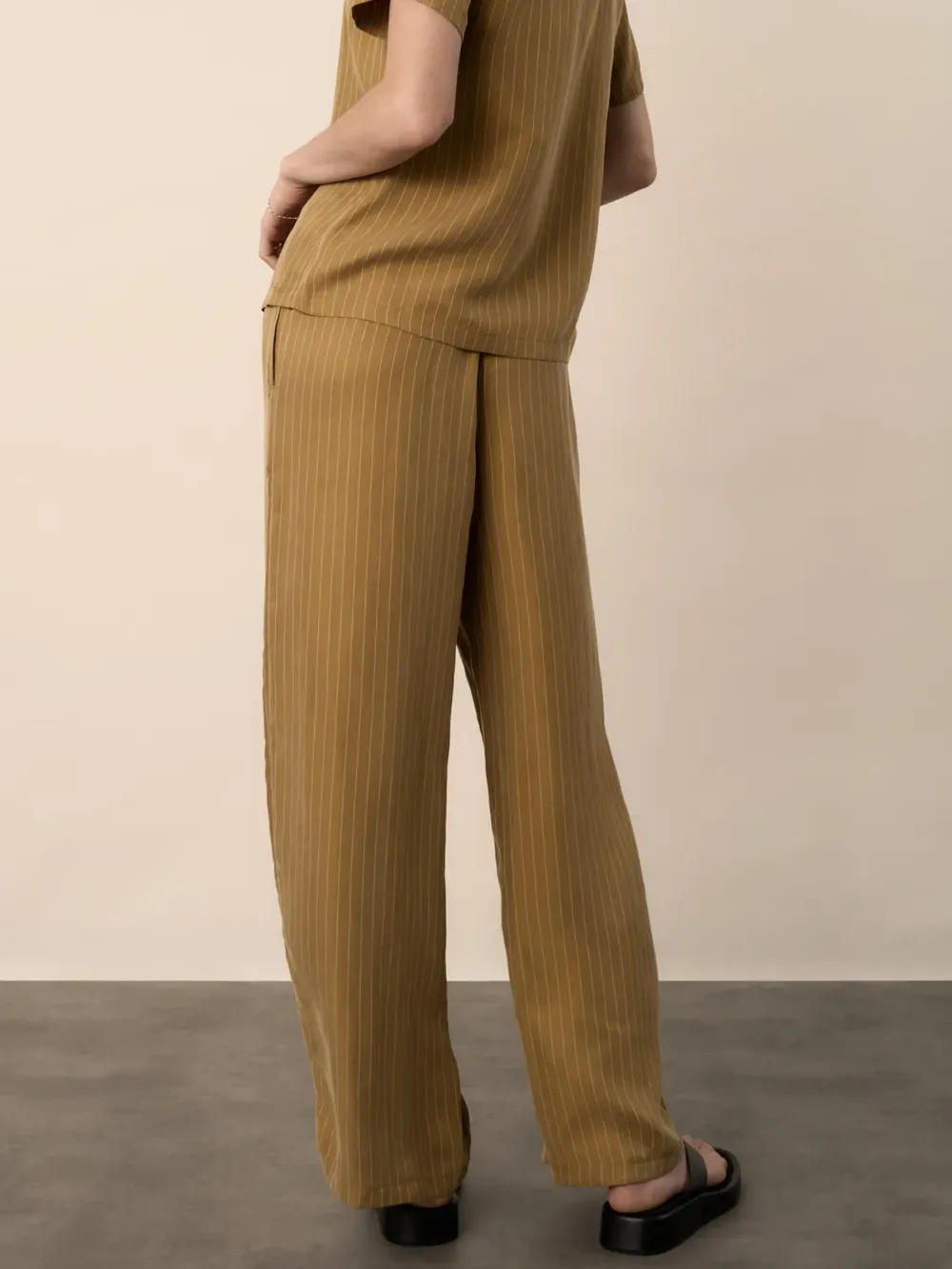 Mustard Pinstripe Wide Leg Pants