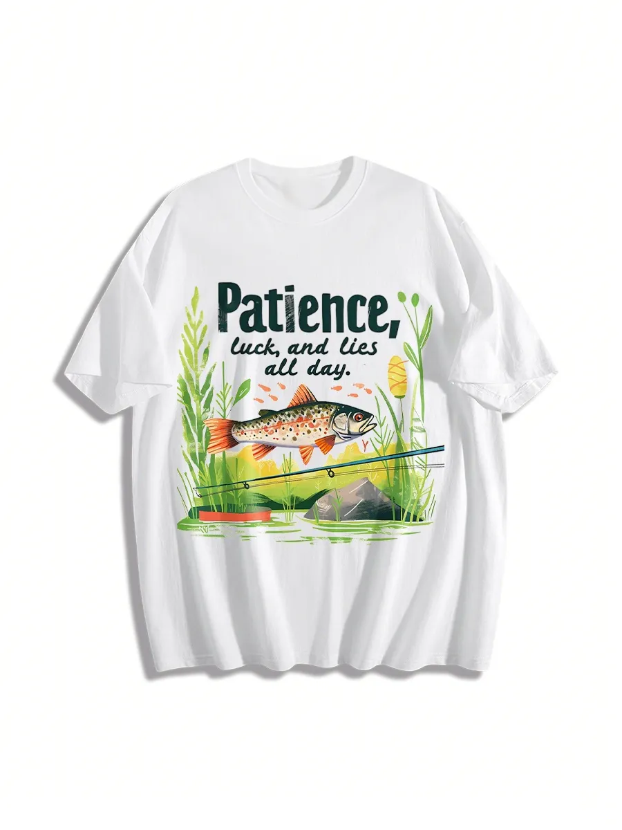 Nature Inspired Fishing Motif T-Shirt