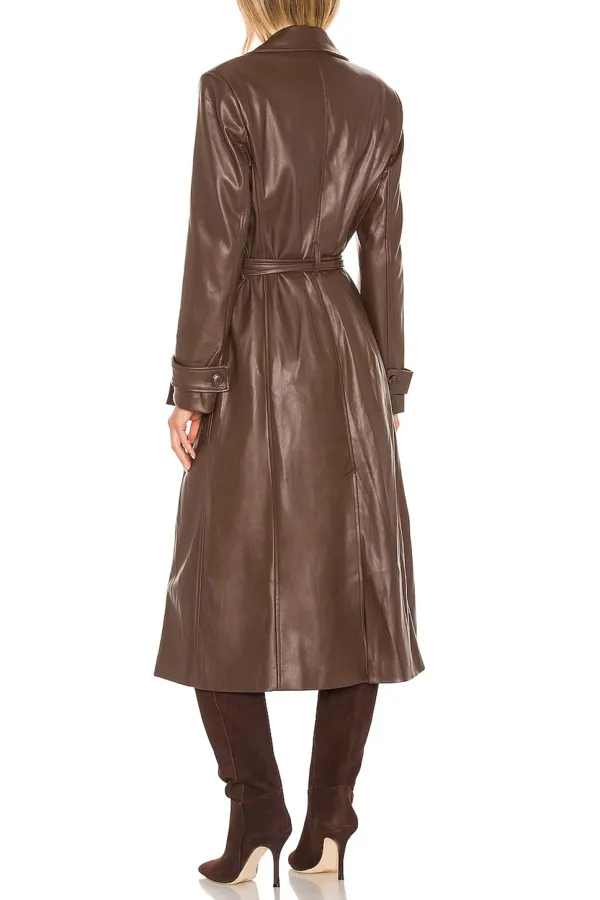 Faux Leather Trench Coat