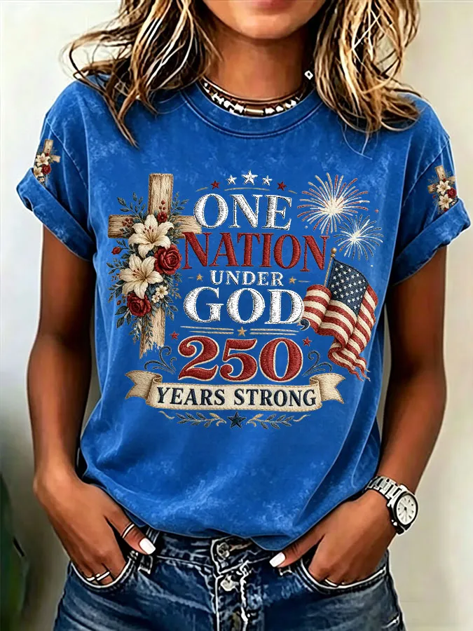 Women'S  America Flag Printed Casual T-Shirt