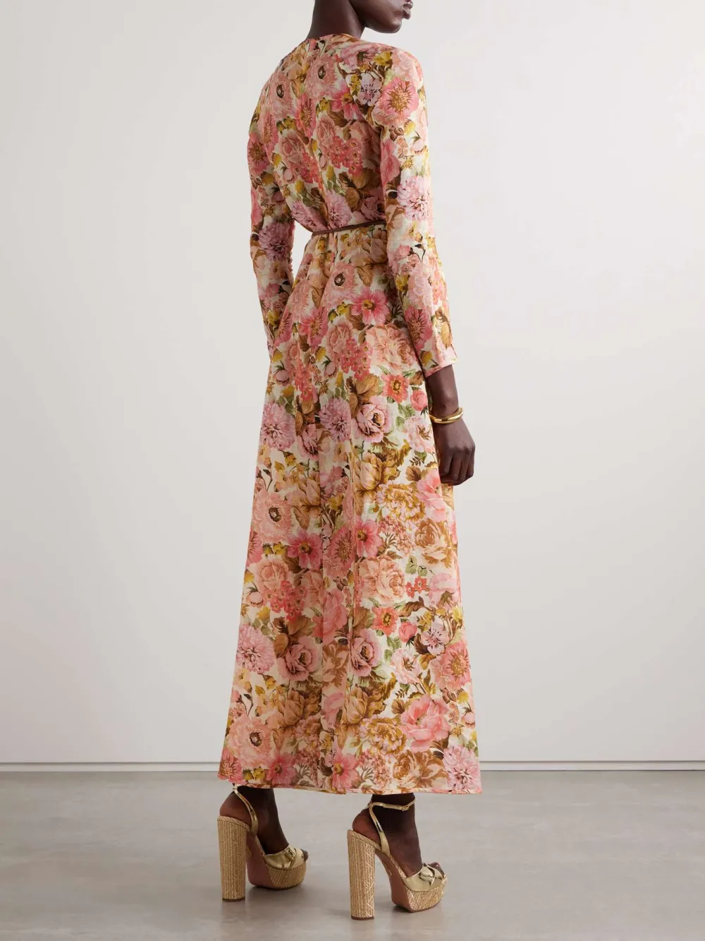 Elegant Floral Printed Long Sleeve Dress