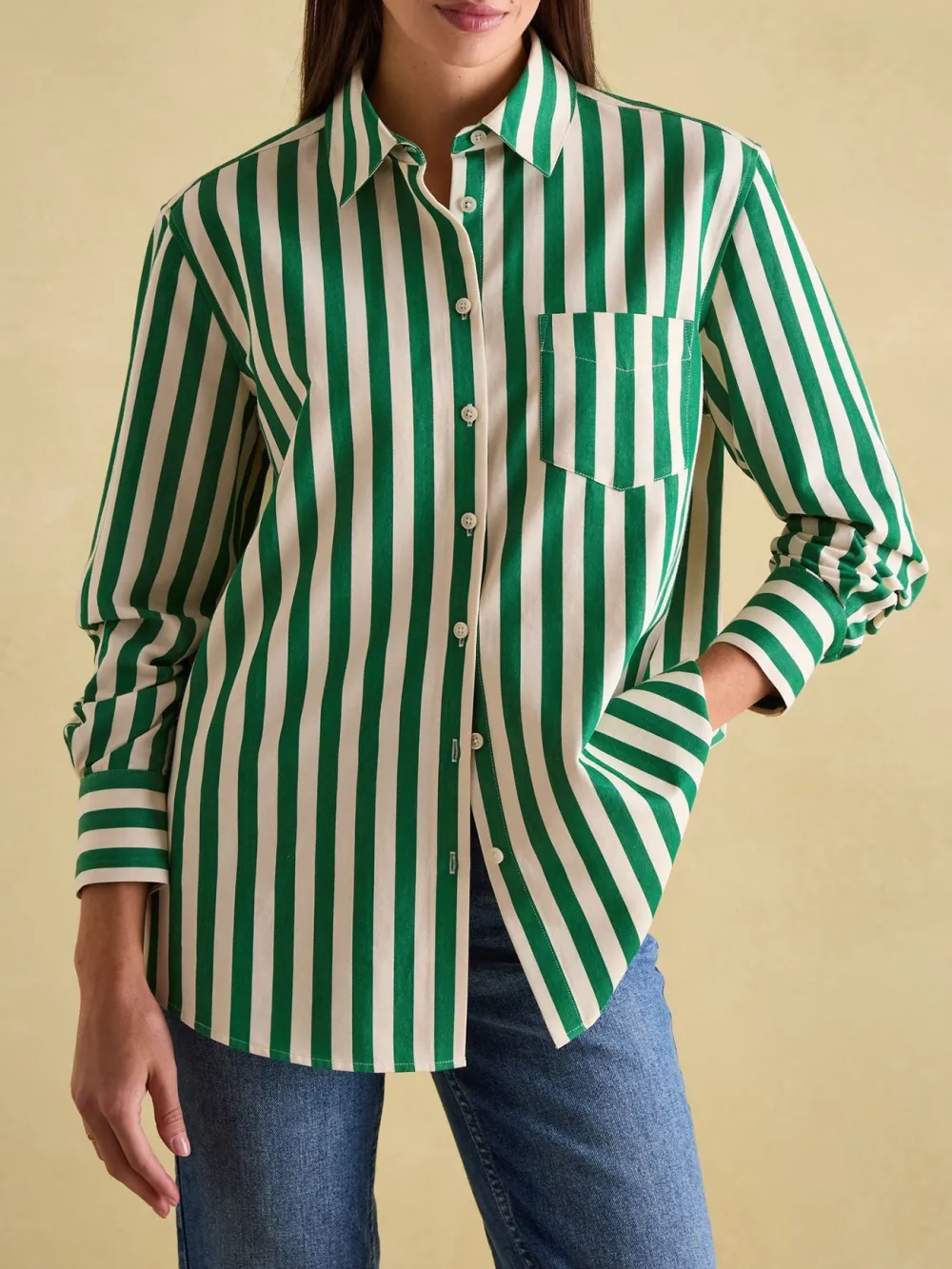 Green & Cream Stripe Shirt